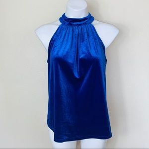 NWT Shinestar Blue Velour Velvet Top with Bow